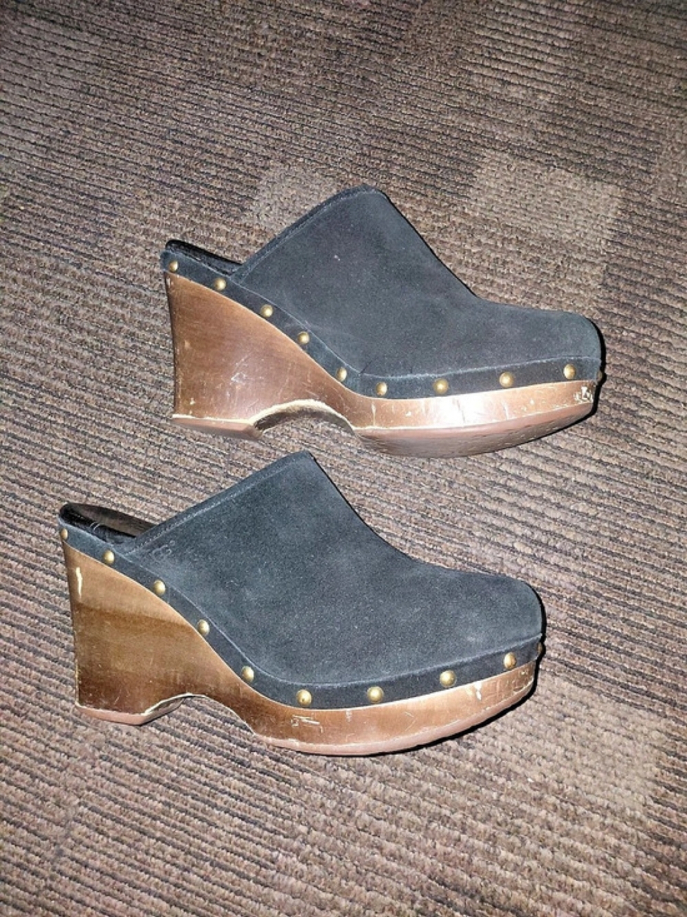 UGG Abbie Clog Studded Platform Mules in Black & Brown